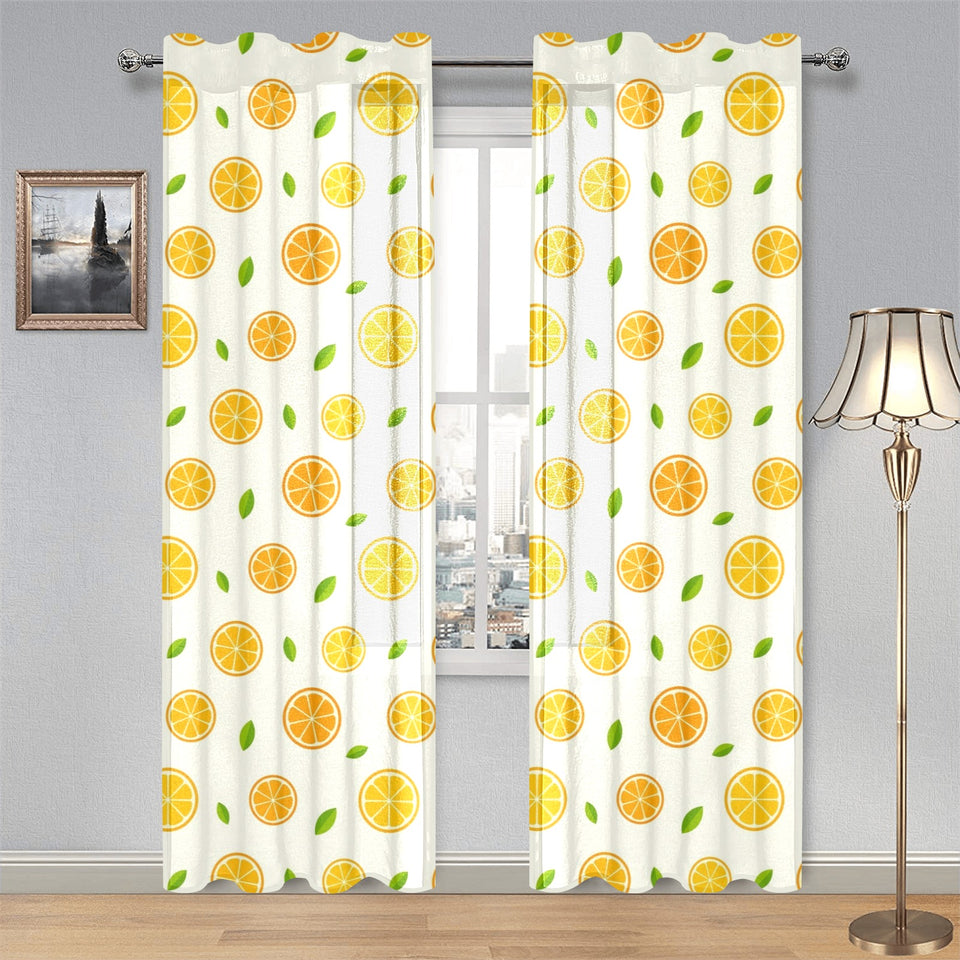 oranges leaves pattern Gauze Curtain