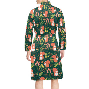 Squirrel Pattern Print Design 03 Men's Long Sleeve Belted Night Robe