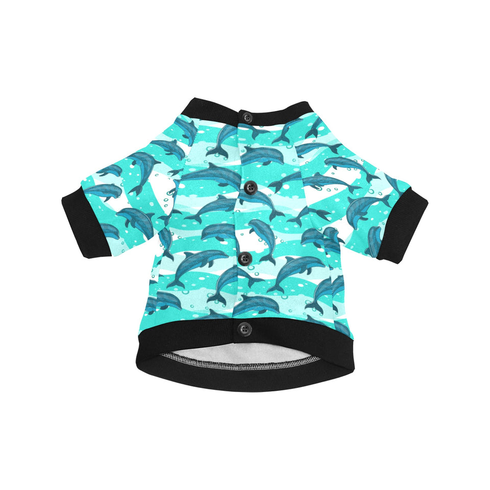 Dolphin sea pattern All Over Print Pet Dog Round Neck Fuzzy Shirt