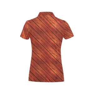 Wood Printed Pattern Print Design 03 Women's All Over Print Polo Shirt