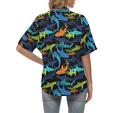 Colorful shark Women's All Over Print Hawaiian Shirt