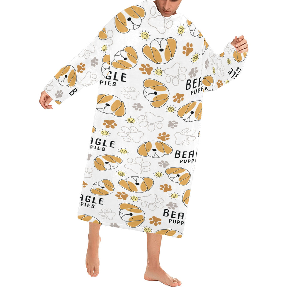 Cute beagle dog pattern background Blanket Robe with Sleeves