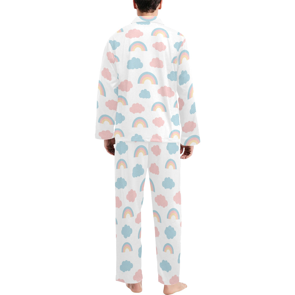Cute rainbow clound pattern Men's Long Pajama Set