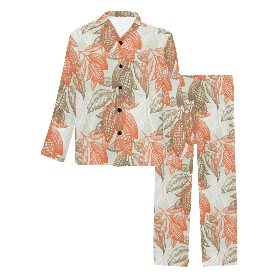 Cocoa beans Cocoa tree pattern Men's Long Pajama Set