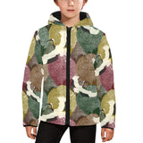 Japanese cranes flying forest dot pattern Kids' Boys' Girls' Padded Hooded Jacket