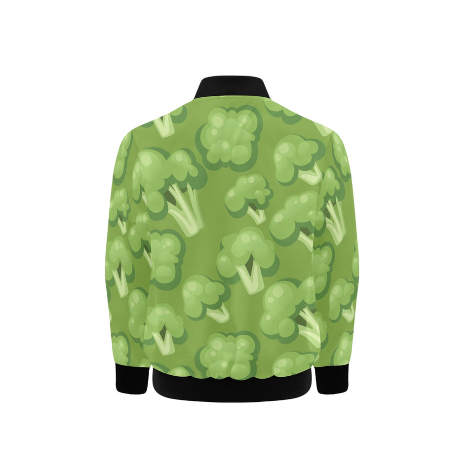 Broccoli pattern green background Kids' Boys' Girls' Bomber Jacket