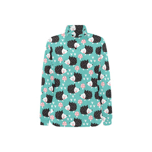 Hedgehog Pattern Print Design 03 Women's Long Sleeve Polo Shirt