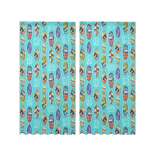 Surfboard Pattern Print Design 05 Gauze Curtain