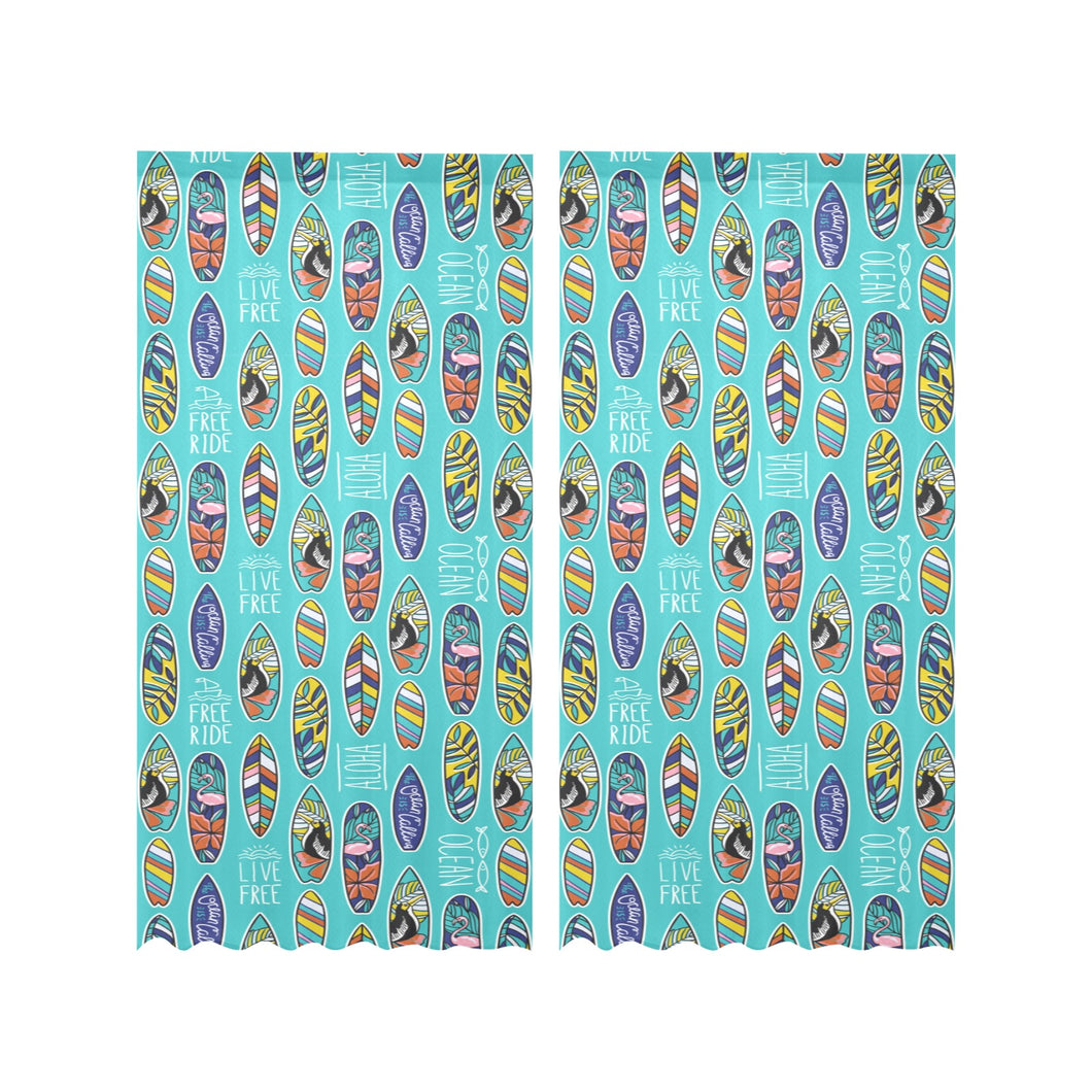 Surfboard Pattern Print Design 05 Gauze Curtain