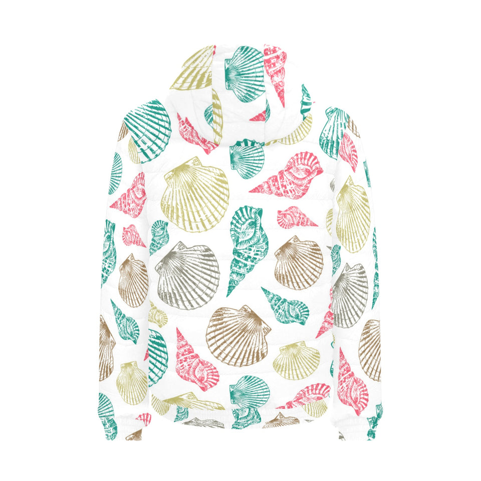 Colorful shell pattern Men's Padded Hooded Jacket