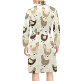 Cute rooster chicken cock Men's Long Sleeve Belted Night Robe
