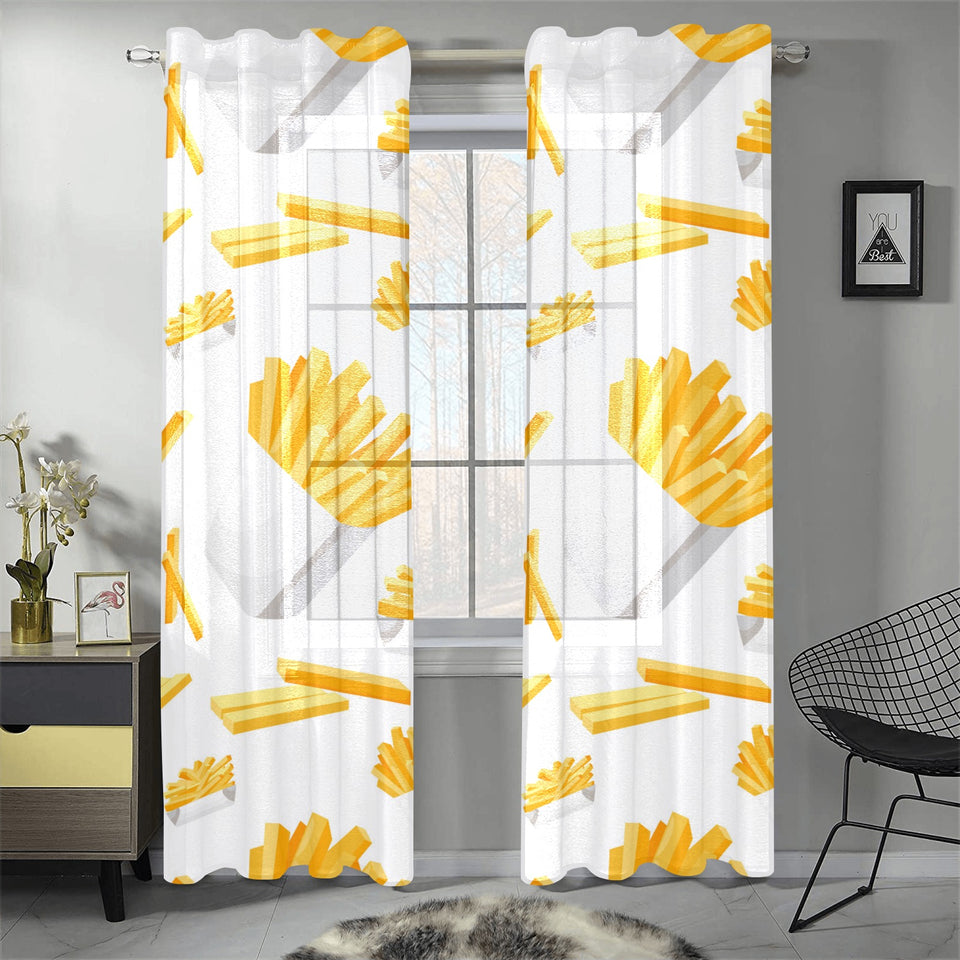 French fries white paper box pattern Gauze Curtain