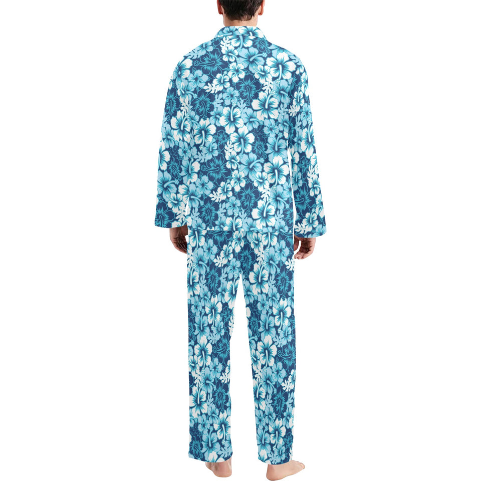 Hibiscus Pattern Print Design 03 Men's Long Pajama Set