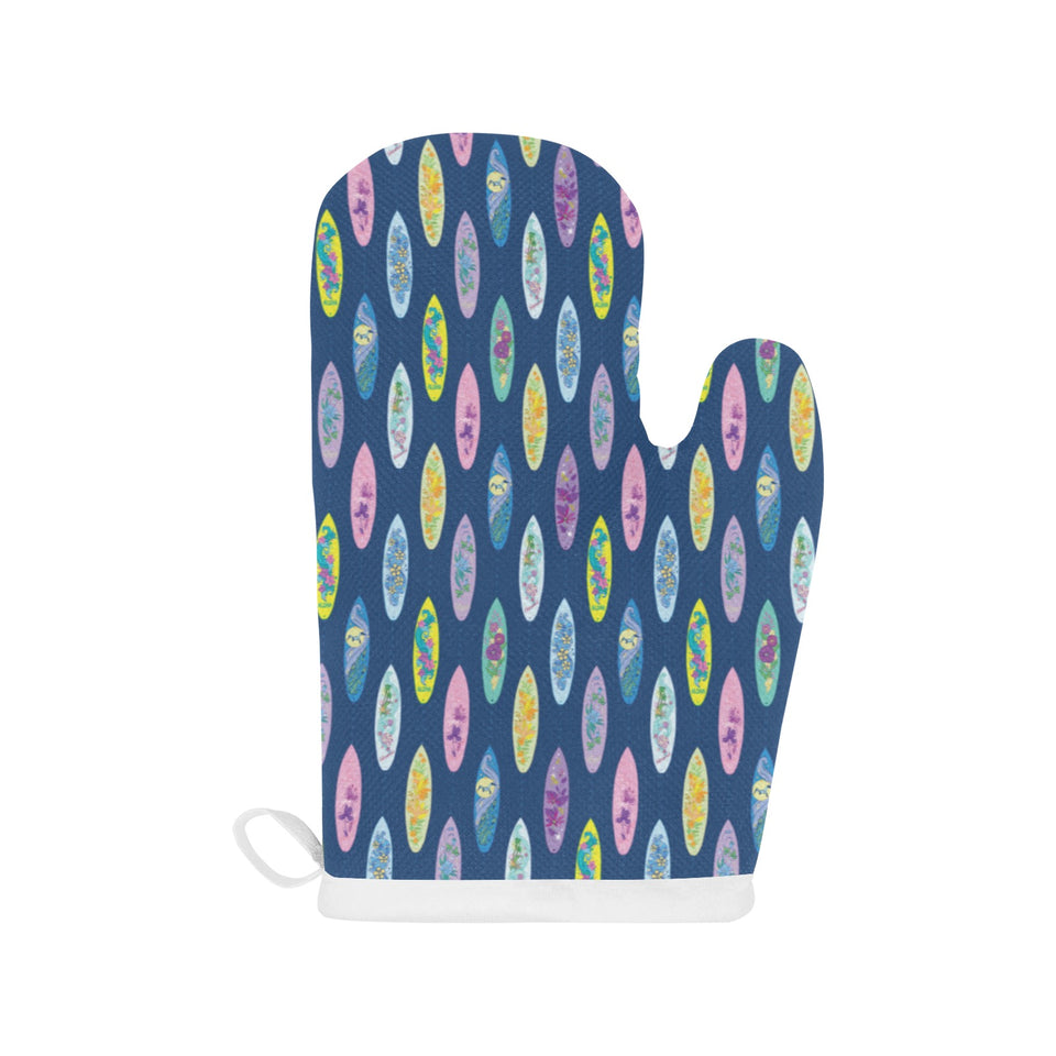 Surfboard Pattern Print Design 03 Heat Resistant Oven Mitts