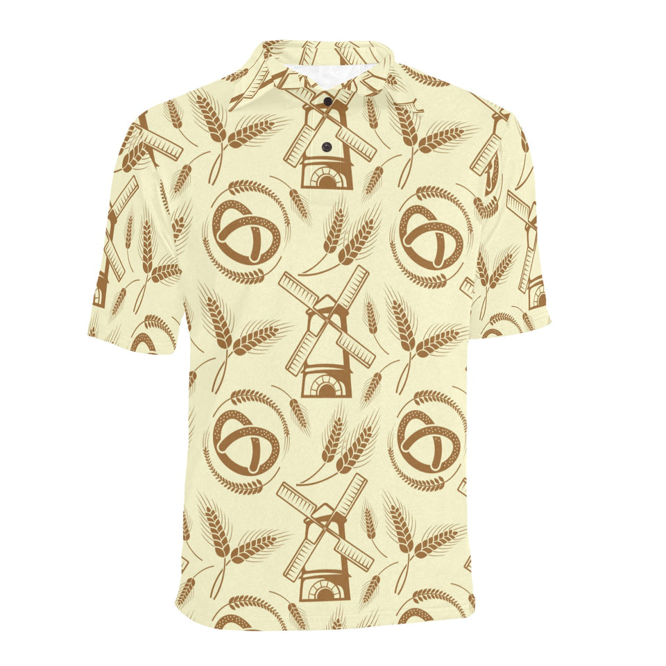 Windmill Wheat pattern Men's All Over Print Polo Shirt