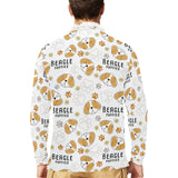 Cute beagle dog pattern background Men's Long Sleeve Polo Shirt