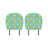 Beer pattern green background Car Headrest Cover