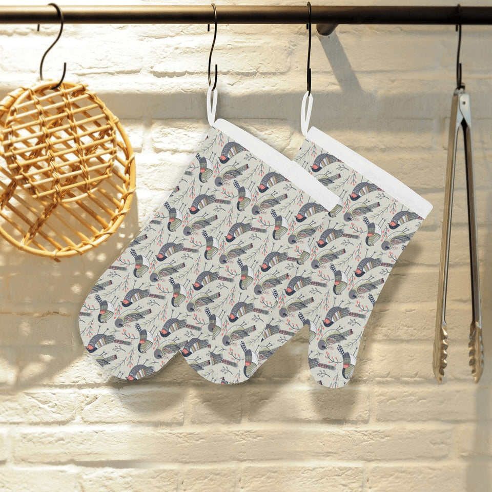 Pigeon Pattern Print Design 04 Heat Resistant Oven Mitts