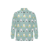 Cute hamster cheese pattern Men's Long Sleeve Polo Shirt