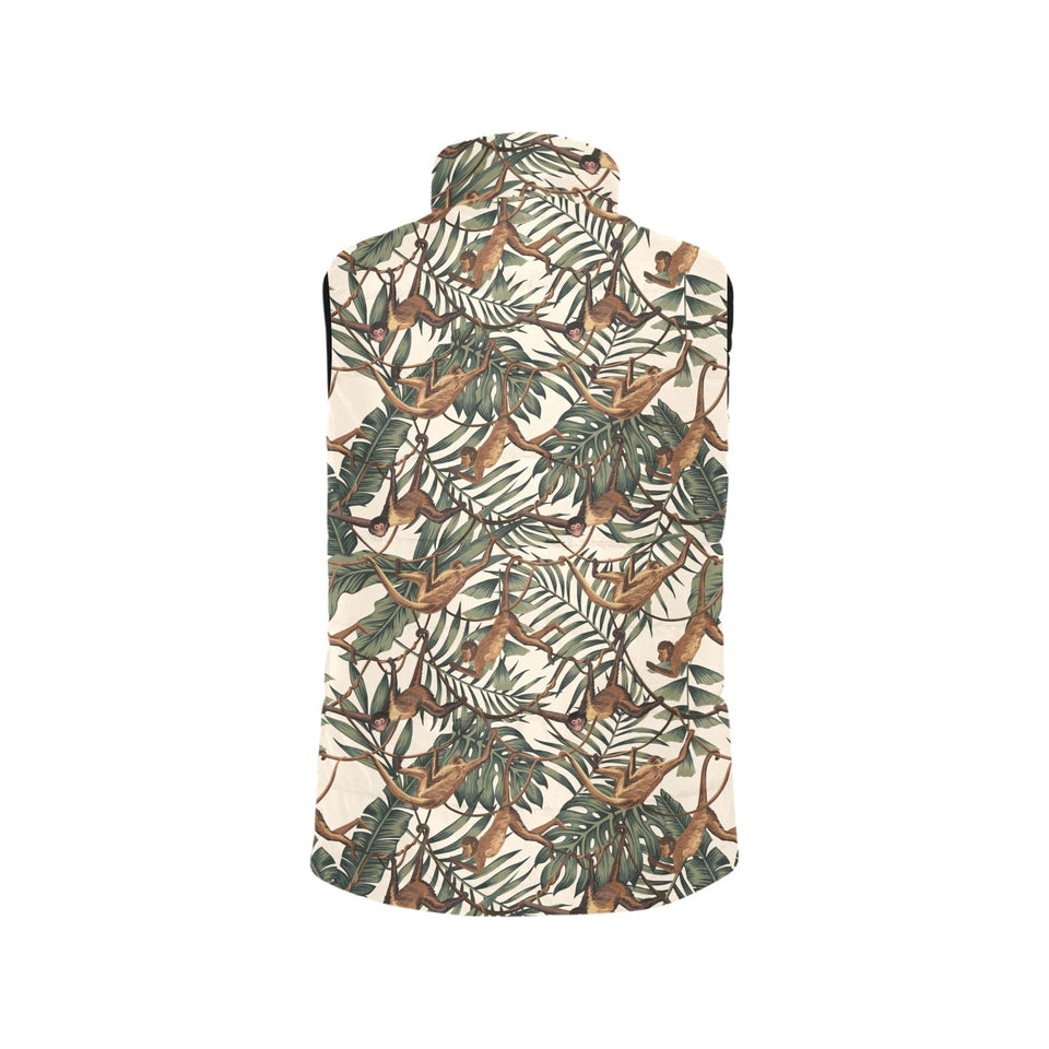 Monkey tropical leaves background Men's Padded Vest