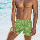 Broccoli pattern green background Men's Swimming Trunks