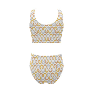 Horseshoes Pattern Print Design 03 Chest Bowknot High Waisted Bikini Swimsuit