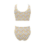 Horseshoes Pattern Print Design 03 Chest Bowknot High Waisted Bikini Swimsuit