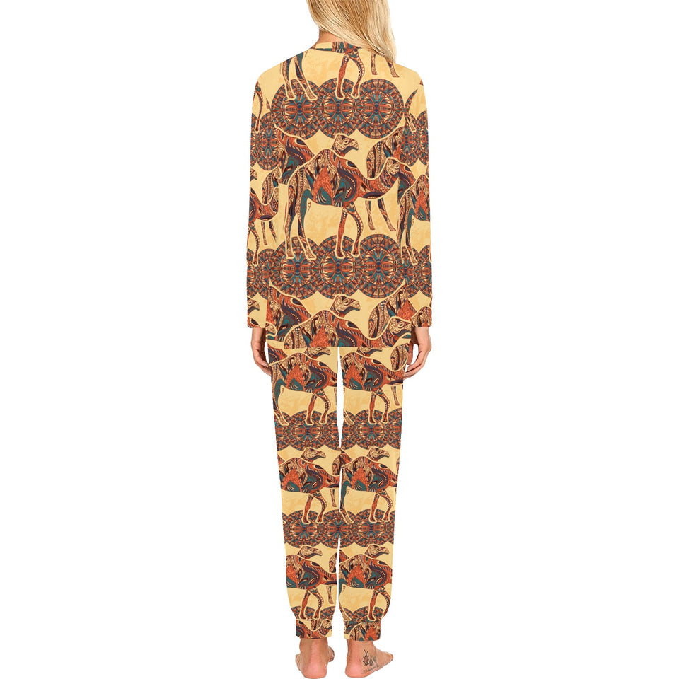 Camel polynesian tribal design pattern Women's All Over Print Pajama Set