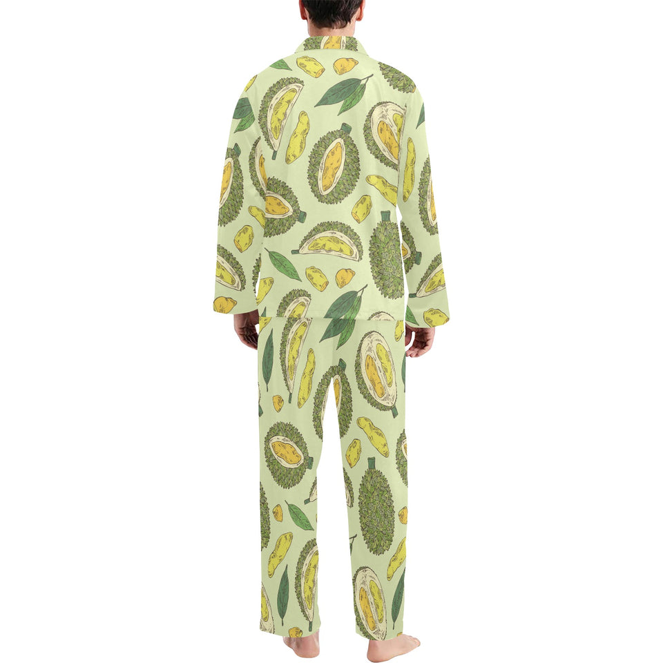 Durian leaves pattern background Men's Long Pajama Set
