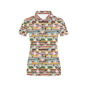 Sun Glasses Pattern Print Design 02 Women's All Over Print Polo Shirt