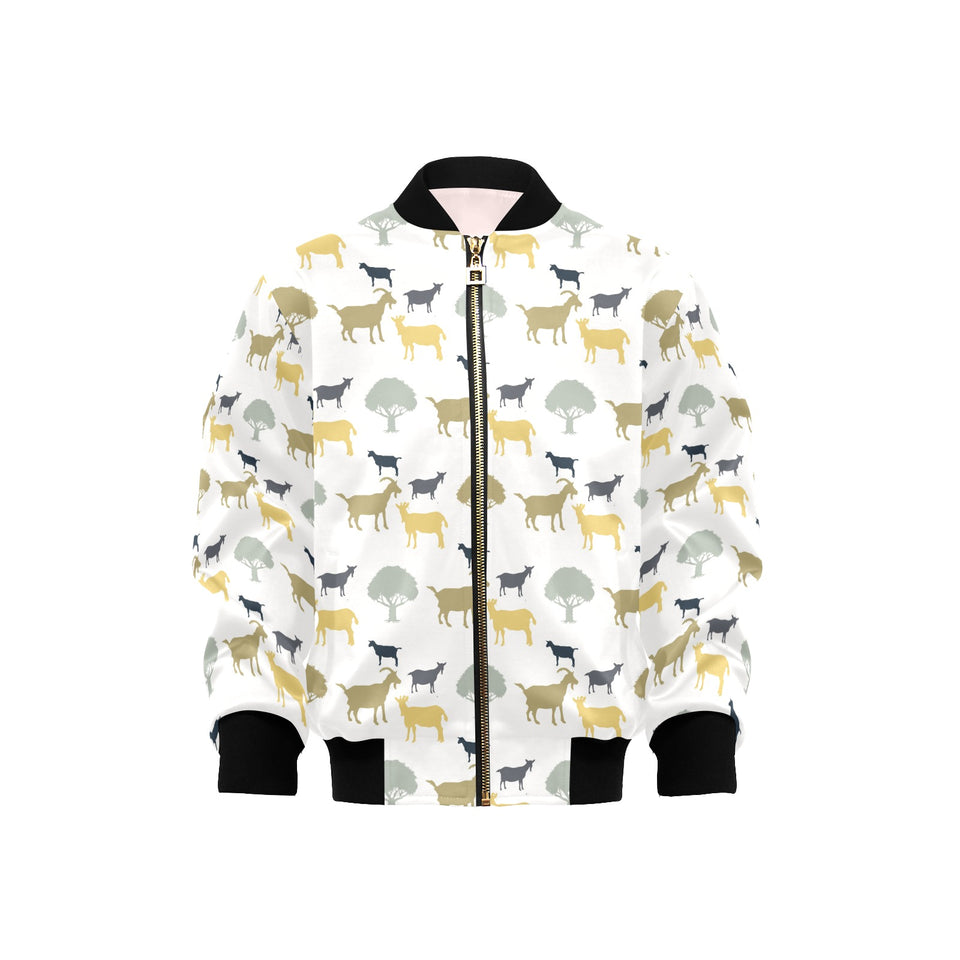 Silhouettes of goat and tree pattern Kids' Boys' Girls' Bomber Jacket