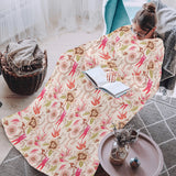 Swallow Pattern Print Design 01 Blanket Robe with Sleeves