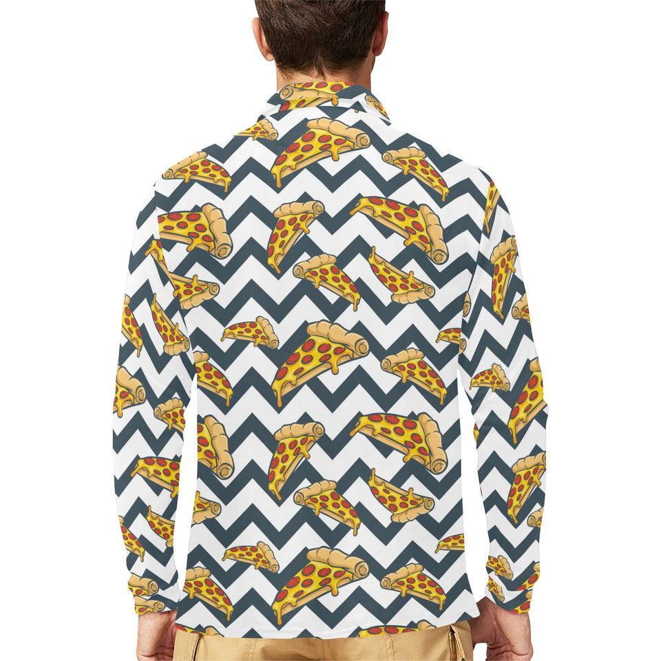 Pizza design pattern Men's Long Sleeve Polo Shirt