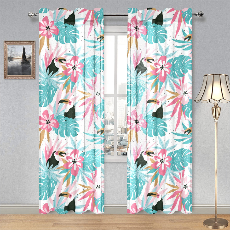 Toucan tropical flower leave pattern Gauze Curtain