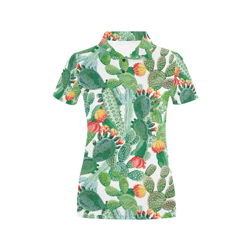 Cactus design pattern copy Women's All Over Print Polo Shirt