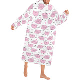 Pig Pattern Print Design 03 Blanket Robe with Sleeves