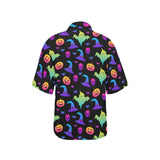Colorful halloween background Women's All Over Print Hawaiian Shirt