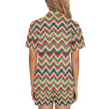 zigzag chevron colorful pattern Women's V-Neck Short Pajama Set