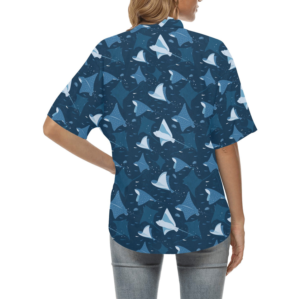 Stingray Pattern Print Design 04 Women's All Over Print Hawaiian Shirt