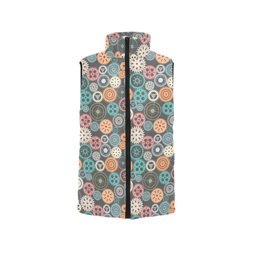 Gear Pattern Print Design 05 Women's Padded Vest