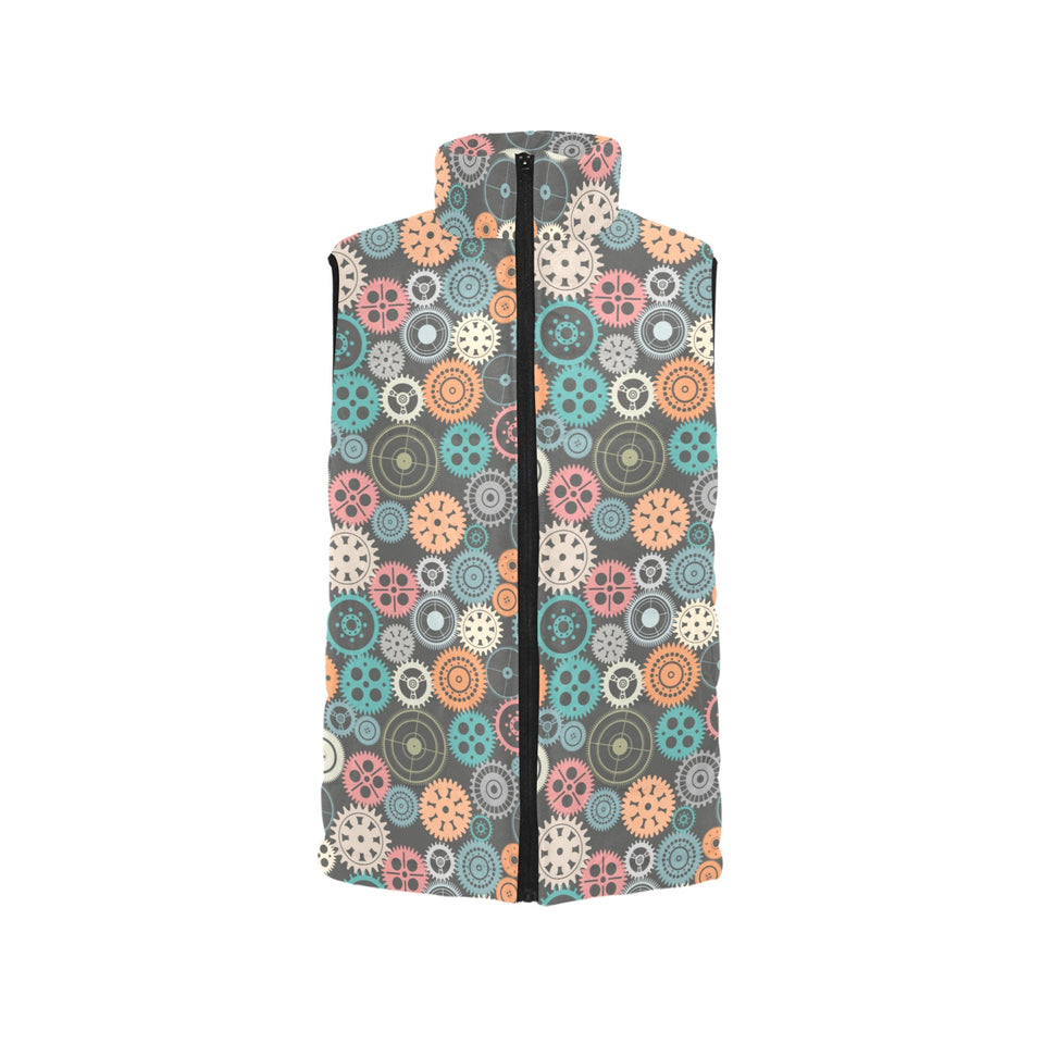 Gear Pattern Print Design 05 Women's Padded Vest