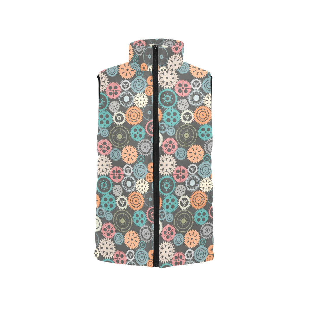 Gear Pattern Print Design 05 Women's Padded Vest