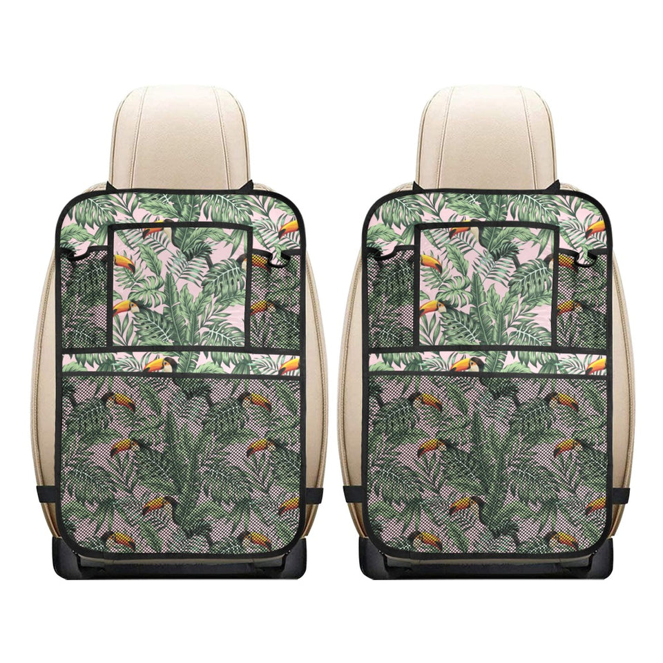 Toucan tropical green jungle palm pattern Car Seat Back Organizer