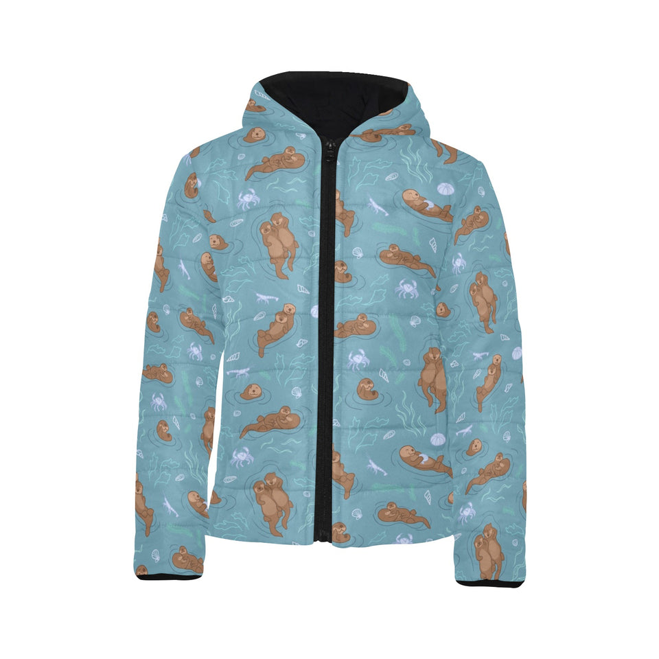 Sea otters pattern Kids' Boys' Girls' Padded Hooded Jacket