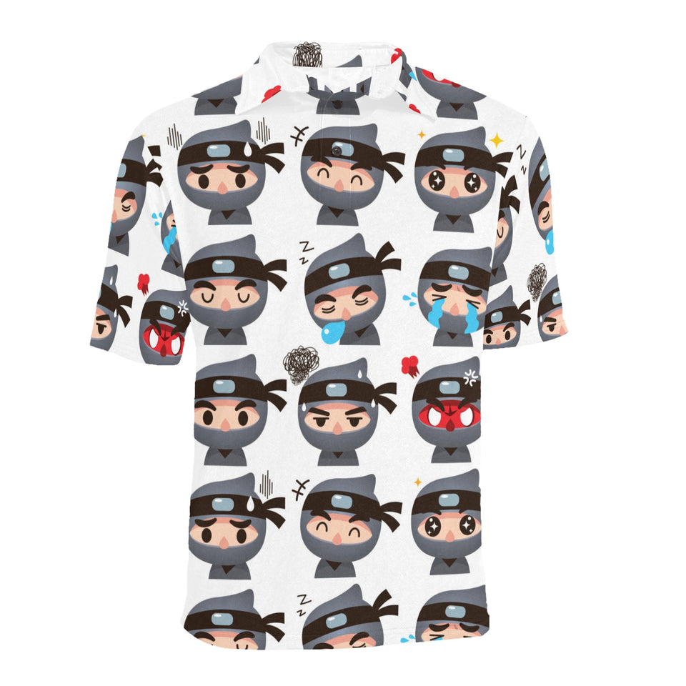 Cute ninja design pattern Men's All Over Print Polo Shirt