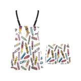 Skate Board Pattern Print Design 05 Chest Sexy Pleated Two Piece Swim Dress