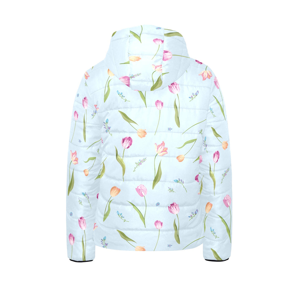 Watercolor Tulips pattern Kids' Boys' Girls' Padded Hooded Jacket