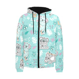 Cute koalas blue background pattern Men's Padded Hooded Jacket