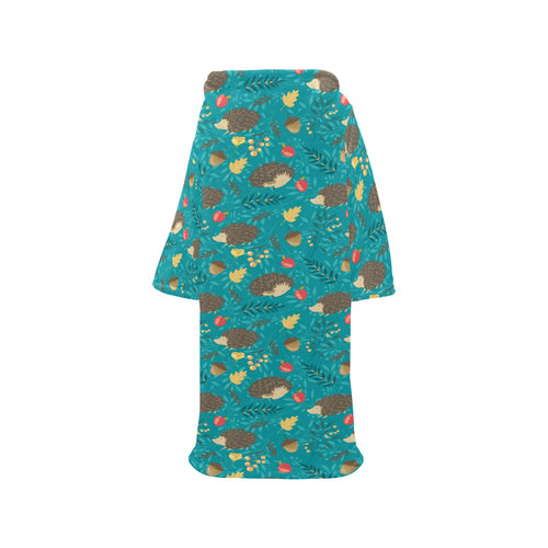 Hedgehog Pattern Print Design 01 Blanket Robe with Sleeves