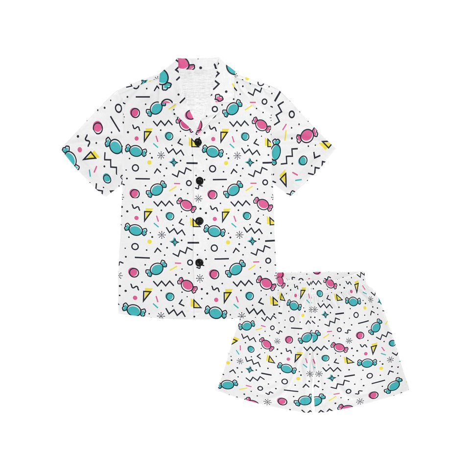 Candy design pattern Kids' Boys' Girls' V-Neck Short Pajama Set